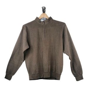 Peter Millar Quarter Zip Pullover Cotton Sweatshirt Size Medium Brown